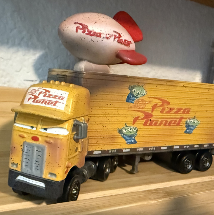 Image of a Disney Pixar custom Pizza Planet semi truck